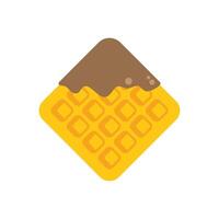 Delicious square waffle covered with melted chocolate on white background vector