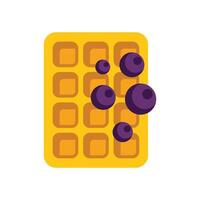 Square waffle with blueberries falling on top vector