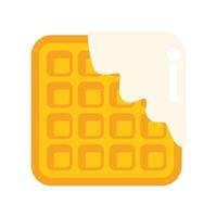 Delicious waffle with syrup drizzled on top vector