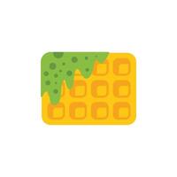 Square waffle with green glaze dripping on white background vector