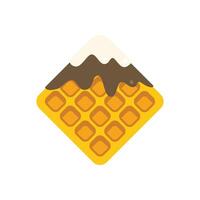 Delicious waffle covered with chocolate syrup and whipped cream illustration vector