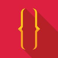 Square brackets symbol casting long shadow on red background vector