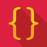 Curly brackets symbol representing programming and coding on red background vector
