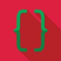 Green curly brackets programming code symbol on red background vector