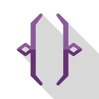 Purple curly brackets programming symbol with drop shadow vector
