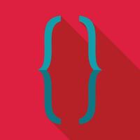Curly brackets symbol representing programming and coding on red background vector