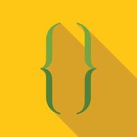 Curly brackets symbol representing coding and programming on yellow background vector