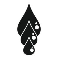 Three black abstract water drops forming a bigger drop with bubbles vector