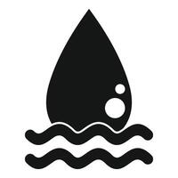 Water drop falling into water with bubbles and waves icon vector