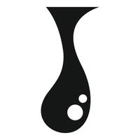 Black drop falling down with bubbles inside, simple icon vector