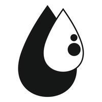 Two overlapping water droplets with bubbles forming simple icon vector