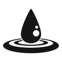 Black drop falling and creating circular ripples on water surface vector