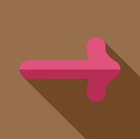 Pink arrow pointing right with long shadow on brown background vector