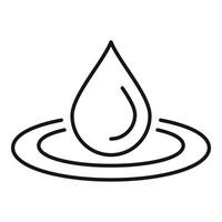 Water drop creating ripples on surface, liquid splashing in concentric circles vector