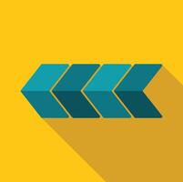 Four teal arrows pointing left on yellow background with long shadow vector