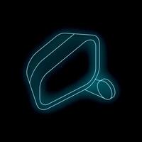 Glowing neon icon of a side view mirror on a black background vector