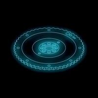 Glowing neon flywheel is showing modern engineering design vector
