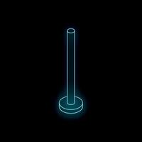 Blue neon pole standing on round base on black background vector