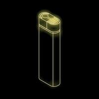 Yellow neon lighter glowing on black background vector