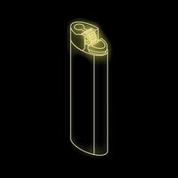 Yellow neon lighter glowing on black background vector