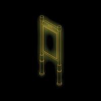 Neon yellow street billboard displaying mobile phone screen standing on two legs isometric view vector