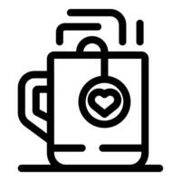 Steaming mug with heart shaped tea bag representing love and affection vector