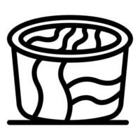 Open instant noodle cup with wavy lines is waiting for hot water vector