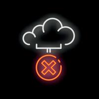 Neon style icon showing cloud computing server down error vector
