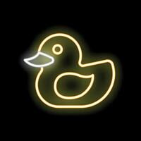 Neon sign representing a rubber duck toy glowing in the dark vector