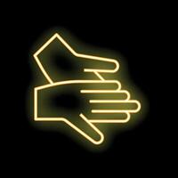 Neon glowing hands clapping applause icon vector