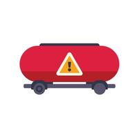Red tank wagon transporting hazardous materials with warning sign vector