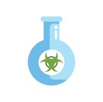 Laboratory glassware displaying biohazard symbol for virus warning vector