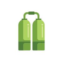 Green oxygen tanks for diving showing open valve vector