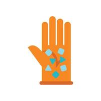 Hand wearing glove showing symptoms of frostbite icon vector