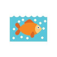 Goldfish swimming in fishbowl with water and bubbles minimalist illustration vector