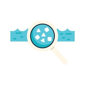 Magnifying glass analyzing big data flow with geometric shapes vector