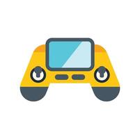 Yellow game controller featuring buttons and screen illustrating gaming vector