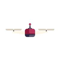 Modern red drone flying with four propellers vector