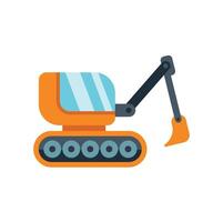 Orange excavator digging with extended front bucket vector