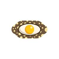 Fried egg lying on brown oval plate with polka dots pattern vector