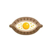 Traditional adjarian khachapuri with cheese and egg yolk baking in flat design vector