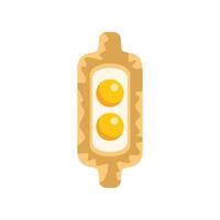 Two egg yolks lying in dough piece baking preparation vector