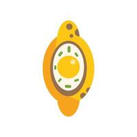 Fried egg with green spices on yellow background representing breakfast time vector