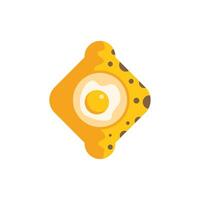 Toast with egg and chocolate chips creating a funny face icon vector