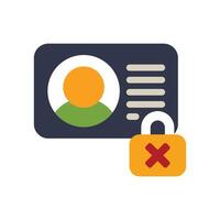 Padlock blocking personal information on id card symbolizing identity theft vector