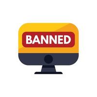 Desktop computer showing banned message on screen vector