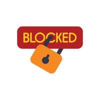 Padlock blocking access with blocked sign, security concept vector