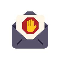 Envelope containing stop sign with hand showing stop gesture vector