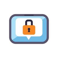 Smartphone showing security lock icon in speech bubble vector