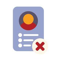 Red cross deleting profile from user database icon vector